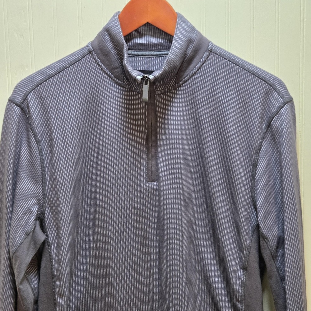 Quieti Pullover Mens Medium Gray Check 1/4 Zip Stretch‎ Knit Long Sleeve Shirt